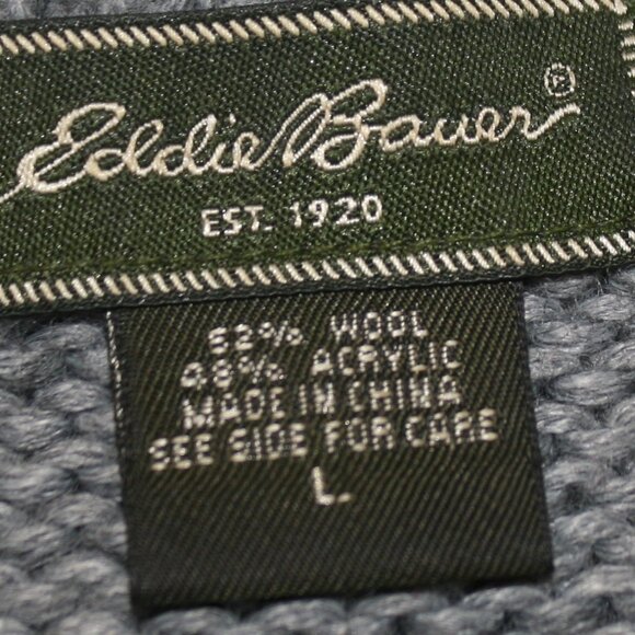 EDDIE BAUER Cardigan Hooded Wool Blend Knit Sweater Thick Neutral Gray Large - Picture 6 of 12